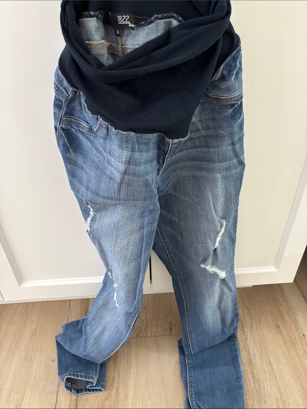 1822 Denim Women’s Maternity Distressed Blue Jeans